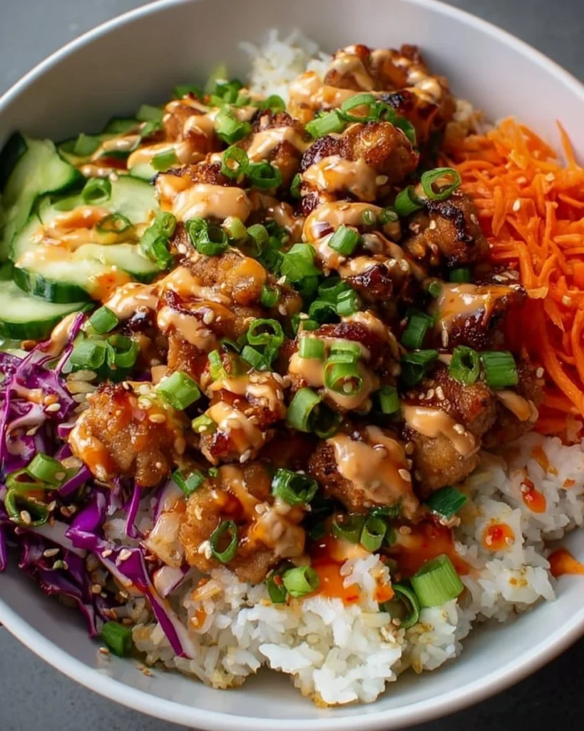 Delicious Bang Bang Chicken Bowl with vibrant ingredients and flavors