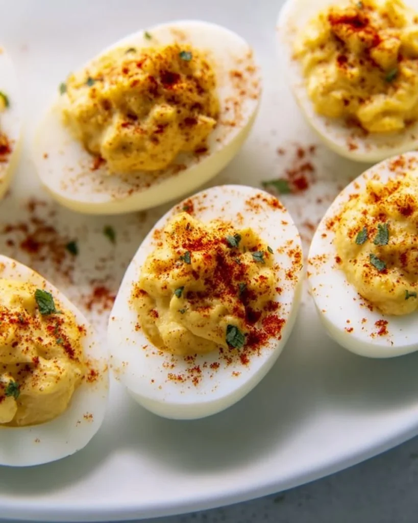Delicious deviled eggs served on a platter, perfect for appetizers