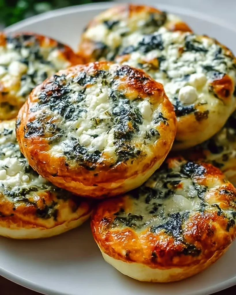 Delicious spinach cottage cheese flagels on a serving plate