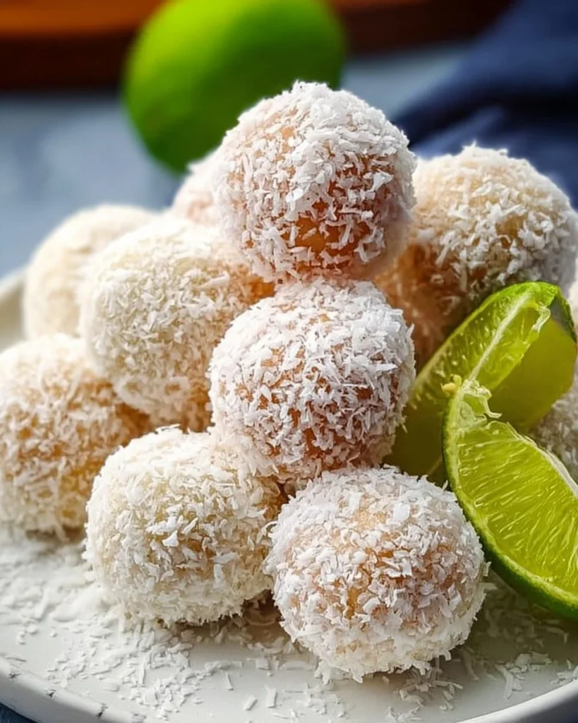 Delicious Margarita Balls dessert with a lime slice and tequila flavor.