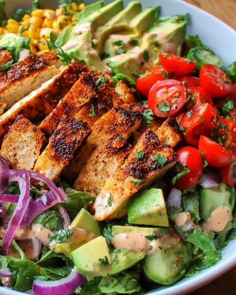 Spicy Avocado Salad with fresh vegetables and seasonings