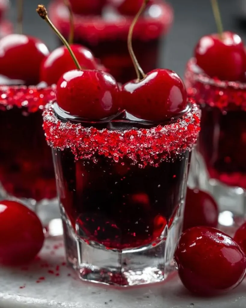 Twisted Cherry Shots - colorful and delicious cherry-flavored cocktails