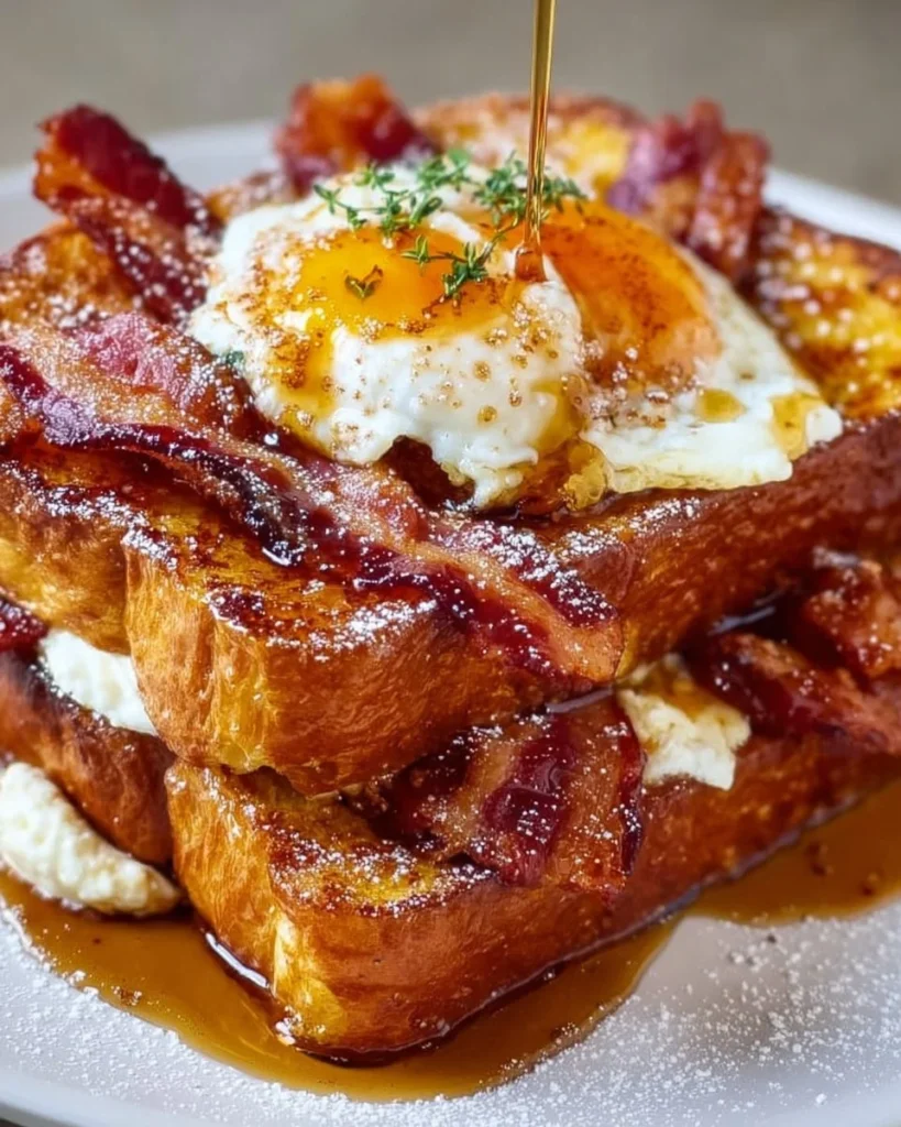 Delicious Bourbon Maple Bacon French Toast served on a plate