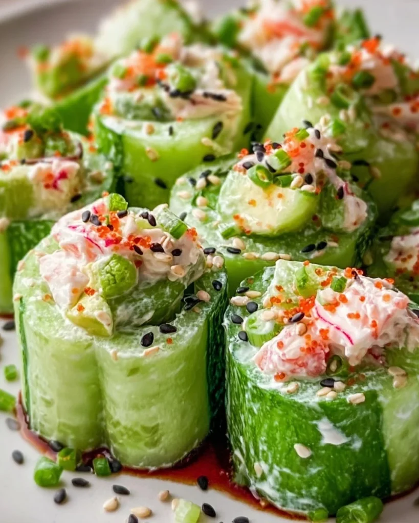 California Roll Cucumber Salad with fresh ingredients and a colorful presentation