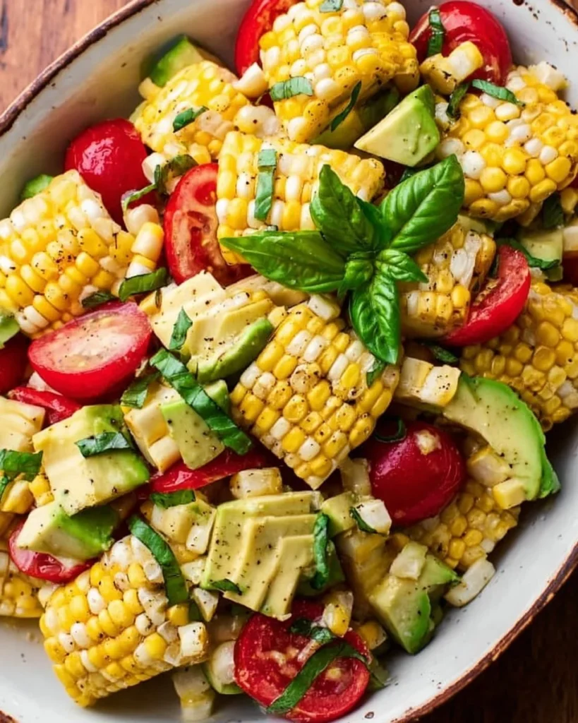 Delicious Corn Avocado Salad with fresh ingredients and vibrant colors