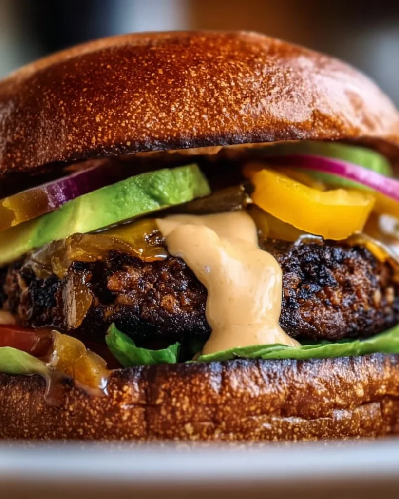 Delicious Epic Black Bean Burger with fresh toppings and a vibrant presentation