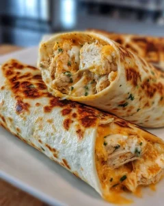 Low carb cheesy garlic chicken wraps on a plate garnished with herbs