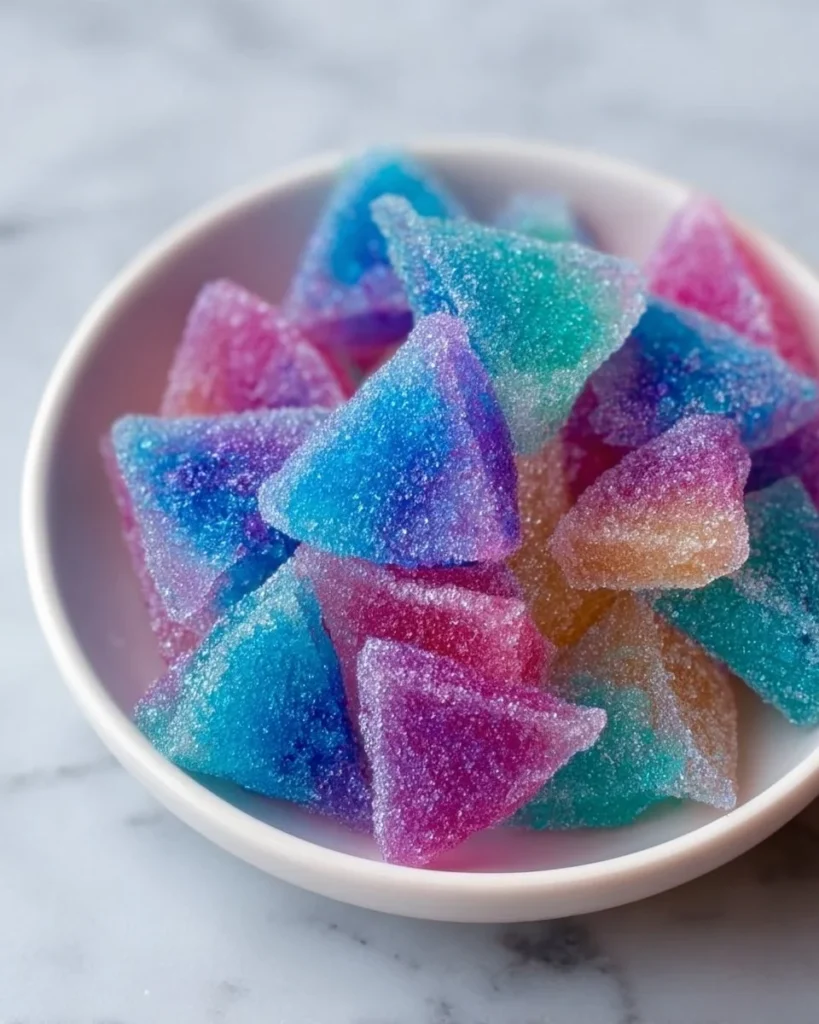 Colorful assortment of magic candy pieces in various shapes and flavors