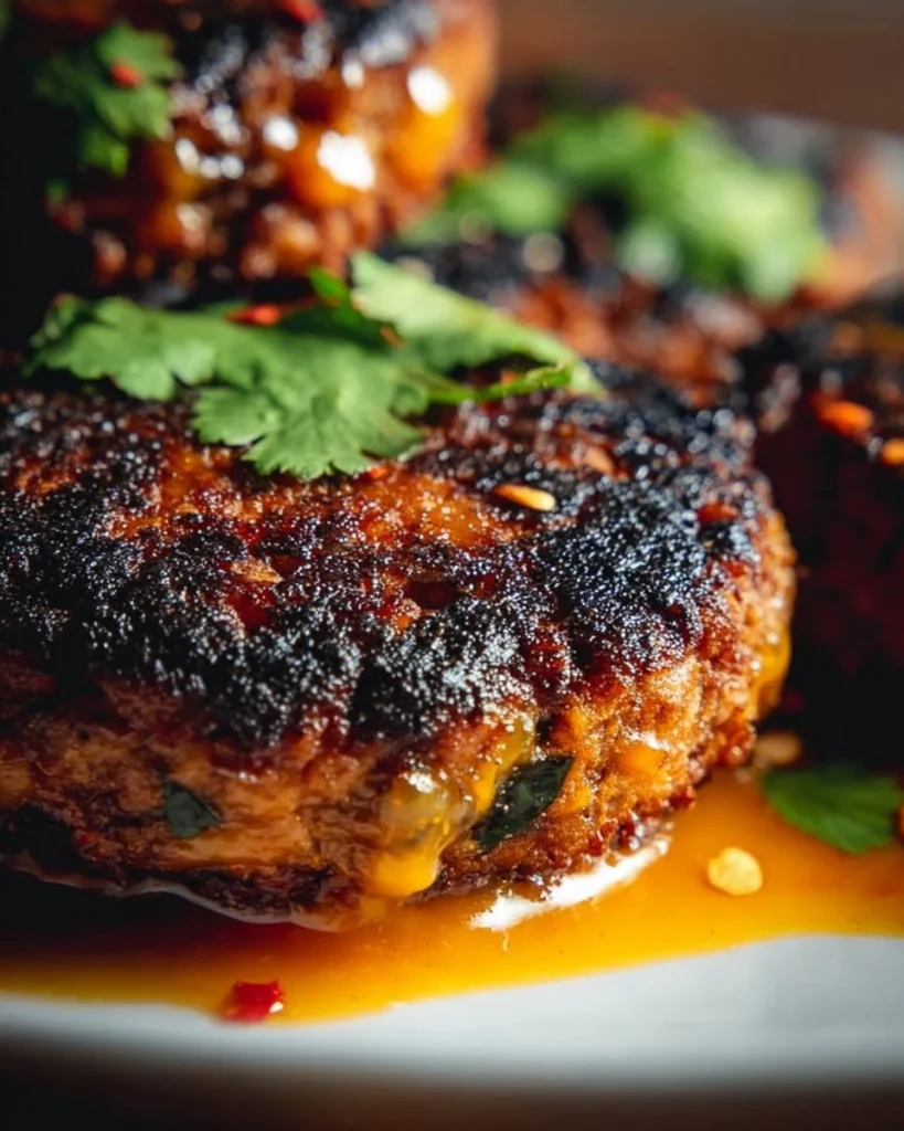 Delicious Mango-Habanero Black Bean Patties served on a plate with fresh toppings.