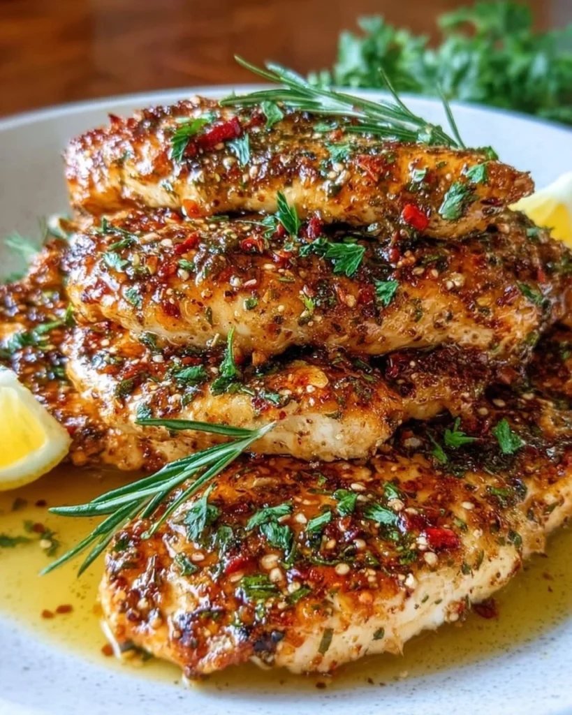 Delicious Mediterranean Chicken Tenders served with fresh herbs and spices