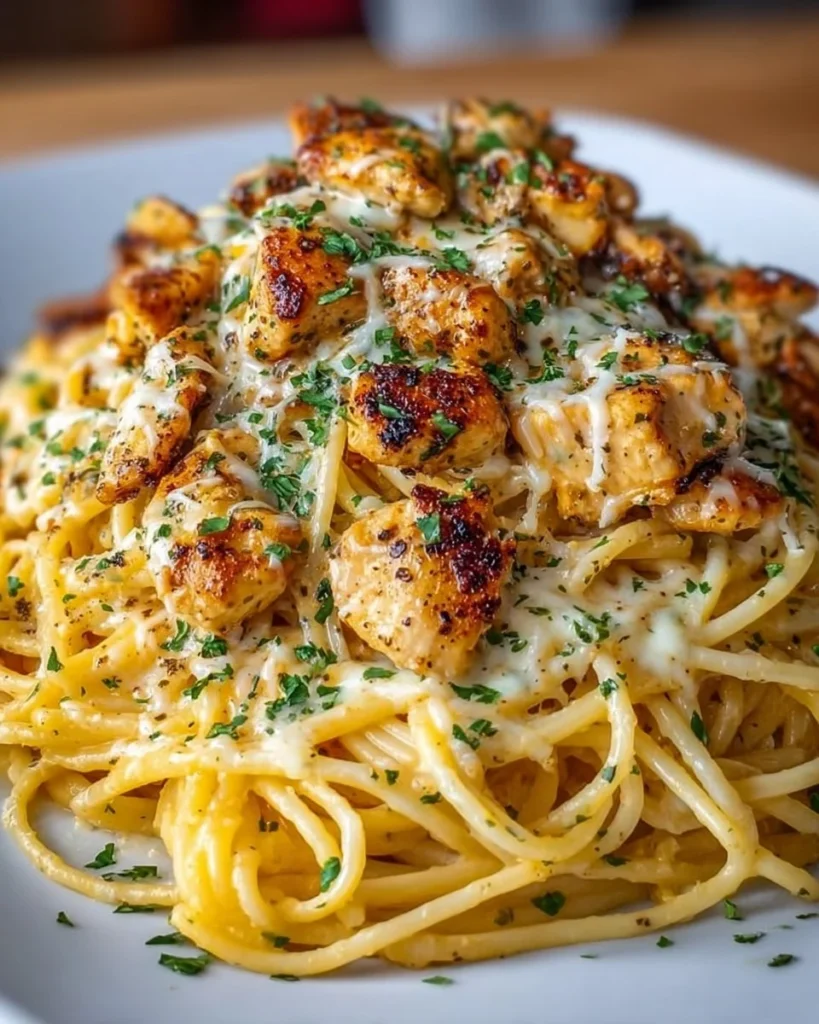 Delicious Monterey Chicken Spaghetti Pasta served in a bowl