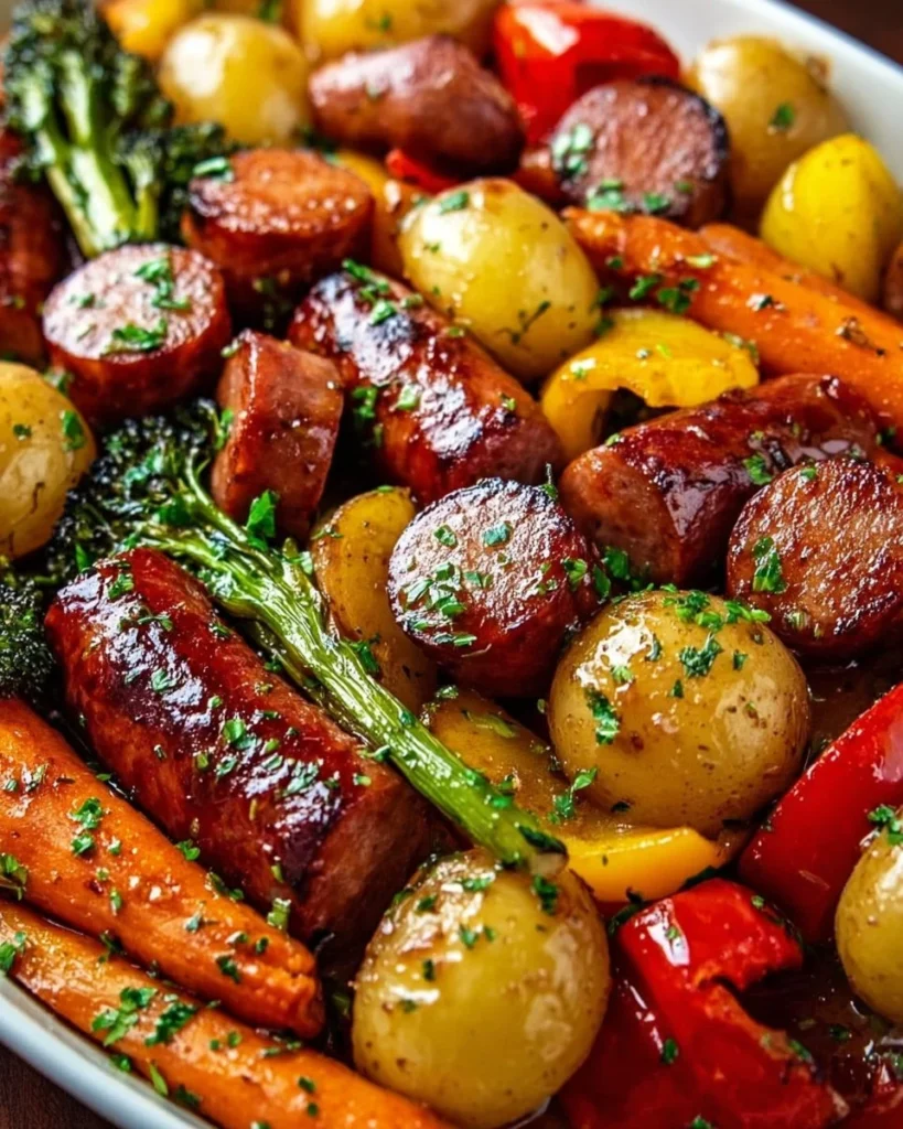 Delicious one-pan honey garlic kielbasa with veggies recipe