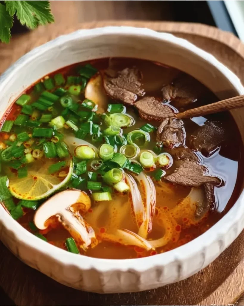 Healthy Asian soup recipe by Carol, showcasing vibrant ingredients and flavors.