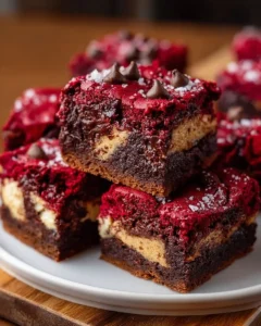 Delicious Red Velvet Brookies showcasing layers of red velvet cake and brownie texture