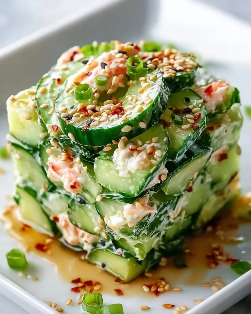 Refreshing California Roll Cucumber Salad served in a bowl