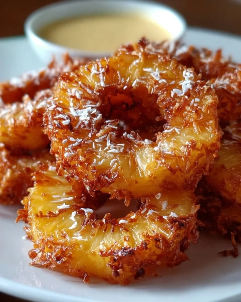 Delicious rum-soaked fried pineapple slices served as a tropical dessert