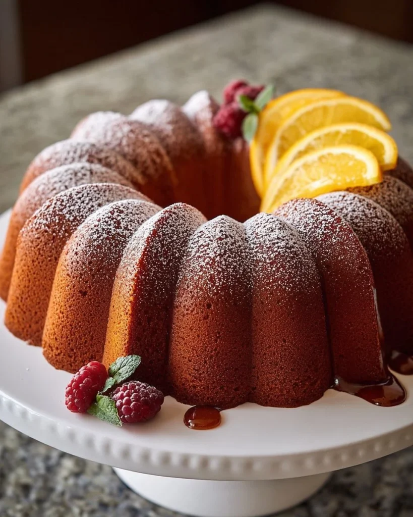 Deliciously baked Bundt cake displayed on a festive table.