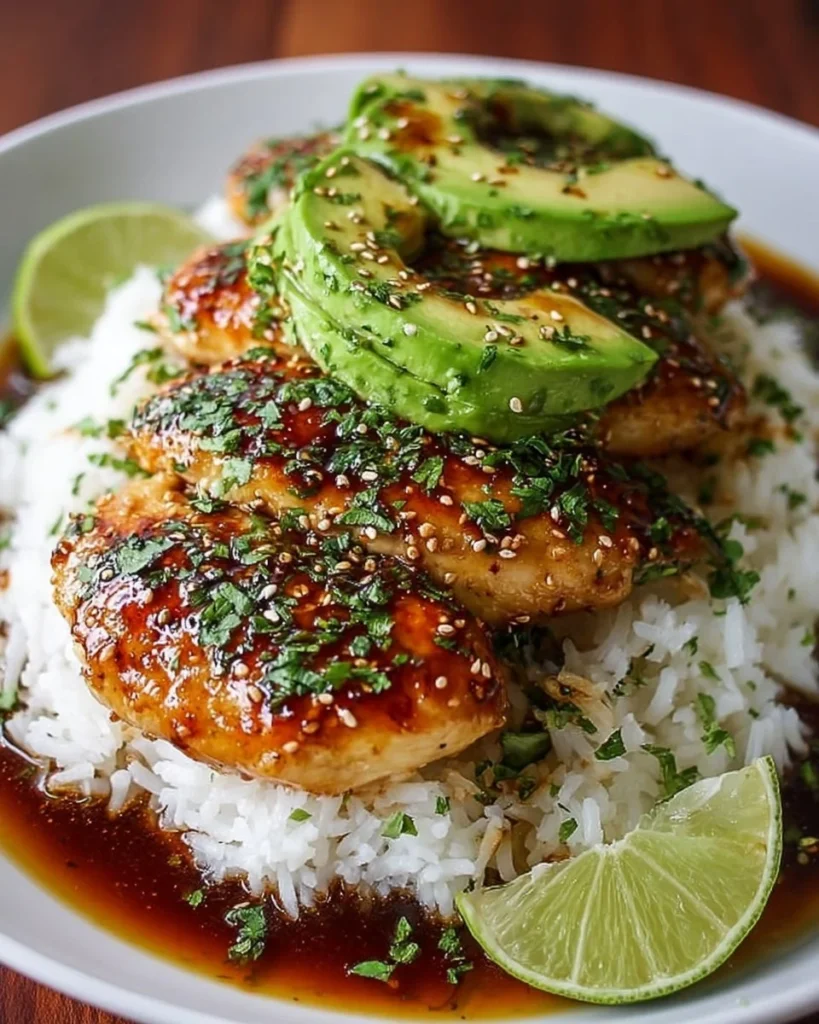 Delicious Honey Lime Chicken garnished with fresh lime and herbs
