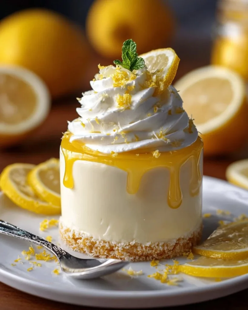 Delicious Lemon Cheesecake Mousse served in a decorative glass