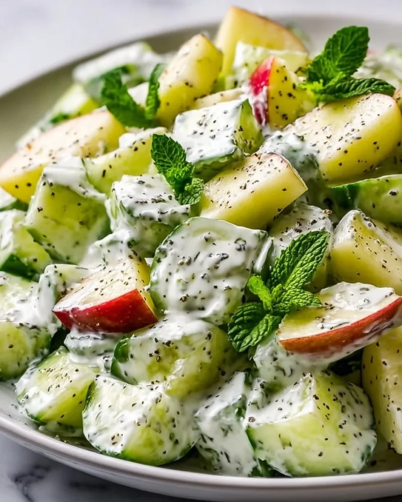 Fresh Apple Cucumber Salad with creamy yogurt dressing