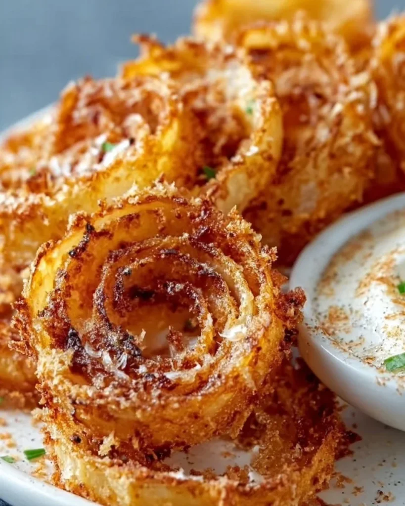 Baked keto onion rings served on a plate, a delicious low-carb snack option.