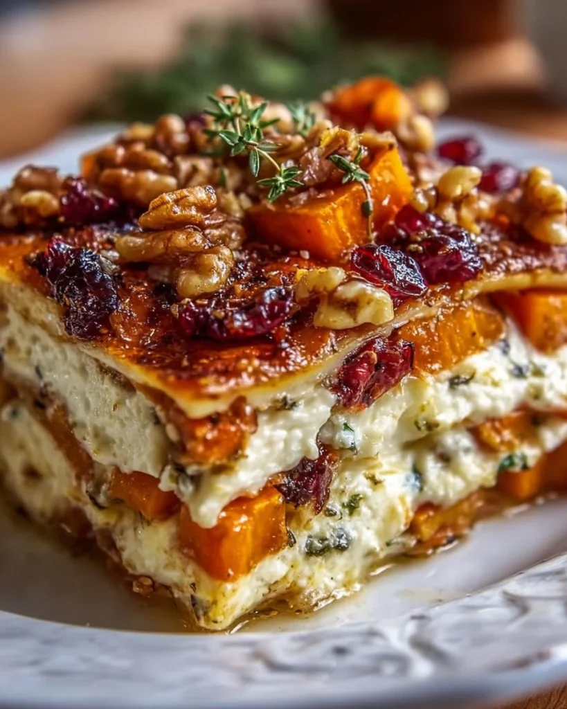 Delicious vegetarian lasagna featuring roasted root vegetables for a healthy meal